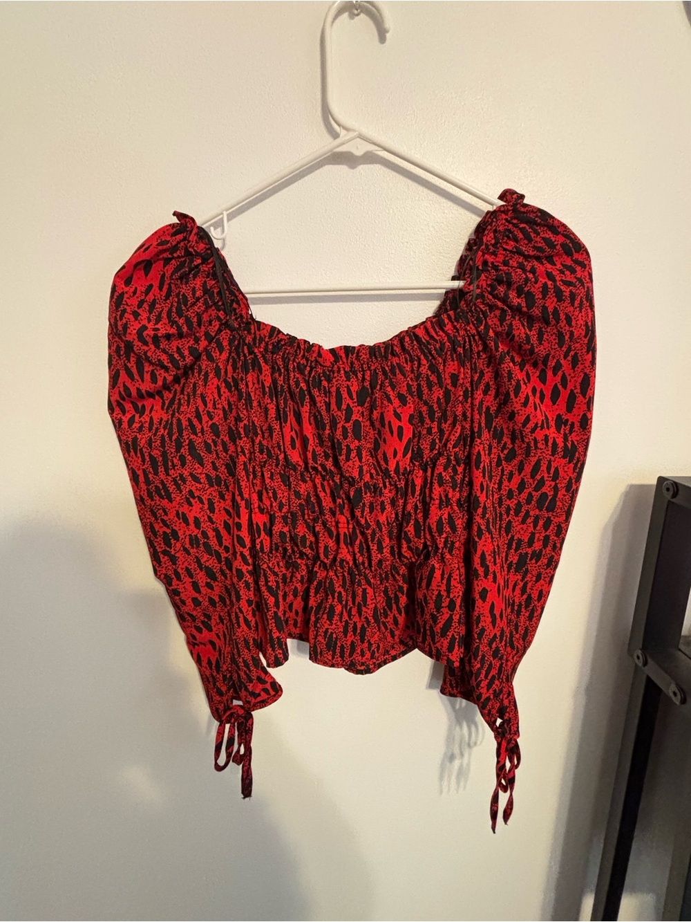 Topshop leopard print smocked top